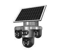 Caméra Solaire de sécurité extérieure WiFi, Objectif Multiple, 3 écrans, Moniteur panoramique, sirène Mobile, Alarme, caméra de vidéosurveillance Solaire(Solar Power Cam)