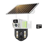 Caméra solaire IP CCTV Caméras de surveillance WiFi/4G Moniteur de batterie extérieur Maison intelligente Détection humanoïde PIR Protection de sécurité,Super HD(4G Cam 128G Card)