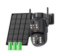 Caméra Solaire WiFi 4K HD, Batterie intégrée, Double Objectif, sécurité 2K, Panneau Solaire, Surveillance vidéo sans Fil, CCTV(8MP Add 128GB Card)