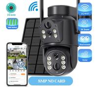 Caméra solaire WiFi 8MP avec batterie 7800 mAh Double objectif Zoom numérique 5X Caméra PTZ Couleur Sécurité Surveillance CCTV