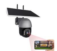 Caméra solaire WIFI - Caméra solaire de sécurité extérieure | Caméras de sécurité solaire 4K Caméra Wi-Fi extérieure, Pan Tilt 320 ° Caméra extérieure alimentée par batterie sans fil avec