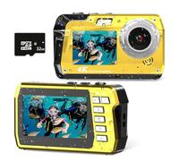 Caméra sous-marine 4K 48MP Appareil photo numérique étanche avec carte de 32 Go, selfie double affichage (avant et arrière), plongée de 3 m/3 m pour plongée, surf, rafting, natation, voyage