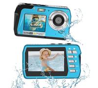Caméra sous-marine 4K, caméra flottante compacte Full HD 4K et 48MP, caméra étanche de 3 m pour plongée, surf, rafting, double écran pour selfie/zoom numérique 16X/lumière de remplissage/support