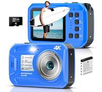 Caméra sous-Marine 4K, caméra numérique étanche 64MP 16FT avec Carte 32GB, caméra Flottante étanche autofocus avec écran IPS HD, Zoom numérique 16X, pour la plongée en apnée, Le Surf et la Natation