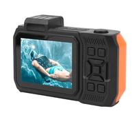 Caméra sous-Marine, Caméra Double écran étanche, Caméra Autofocus 65MP, Caméra Zoom Optique 10x 2,88 Pouces 1,44 Pouces. Lampe de Poche SOS à Un Bouton (Orange)