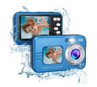 Caméra sous-marine étanche 48MP 4K avec zoom 16x et mise au point automatique Bleu