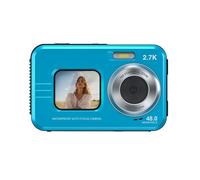 Caméra sous-marine étanche 48MP/4K/zoom double écran/mise au point automatique Bleu