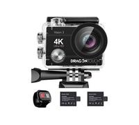 Caméra sport 4K 20MP 30FPS Vision 3 Caméra sous-marine étanche 170° Grand angle 2.4G WiFi avec télécommande Noir