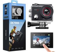 Caméra Sport 4k 30fps 20mp Wifi Caméra D'action Avec Ecran Lcd Tactile Ultra Hd Stabilisateur, Télécommande 2.4\U2009g, 170° Angle Réglable, Caméra Étanche 40m Et 2 Batteries - Ek7000 Pro