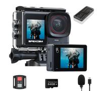 Caméra Sport 4K 60FPS Camera Étanche EIS Double Écran Tactile Carte 64GO | 4K60FPS, Photo 48MP, Stabilisation EIS, Camera sous-Marine, 8 x Zoom, Télécommande, 2 Batteries 1350mAh, Kit d'Accessoires