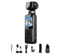 Caméra Sport 4K UHD - Lentille Rotative 270°, WiFi, Écran 1.3"", Stabilisation, Clip & Support - Noir