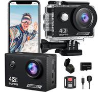 Caméra Sport 4K30Fps Caméra Sous-Marine 20Mp Avec Pré-Enregistrement,Caméraétanche 131Ft Avec Télécommande Chargeur Et Kit D'Accessoires