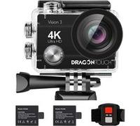Caméra Sport Dragon Touch Vision 3 WiFi 4K30FPS 16MP + Accessoires 7 in 1 Bundle Kits pour Camera sport Noir Noir