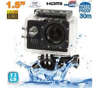 Caméra Sport Étanche 30 Mètres Caméra Waterproof Action Full HD 1080P Noir 32Go YONIS