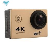 Caméra Sport Étanche Wifi 4K Slow Motion 16Mp Grand Angle 170° Vidéo Embarqué Or + SD 4Go YONIS G