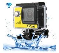 Coque et étui téléphone mobile GENERIQUE Caméra sport SJCAM SJ4000 WiFi Full HD 1080P 12MP Plongée Vélo Action Camera 30m Waterproof Car DVR Sports DV avec étui étanche (jaune)