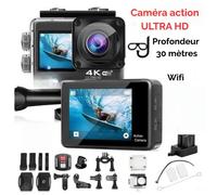 Caméra Sport Ultra HD Étanche 30M - Écran Tactile, 20MP, WiFi, Télécommande, Stabilisation EIS, Carte SD 64 Go