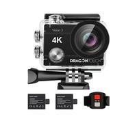 Caméra Sport dragon touch Vision 3 4k 12 Millions pixels Caméra étanche sous-marine WiFi grand angle 170° avec télécommande 2 piles Noir Noir