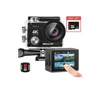 Caméra sport Dragon Touch Caméra Sport Vision 3 Etanche 4k 16 Millions pixels Avec 32Go Carte mémoire Noir