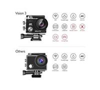 Caméra Sport Vision 3 WiFi 4K30FPS 16MP + Accessoires 14 in 1 Bundle Kits pour Camera sport Noir