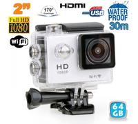 Caméra Sportive Étanche 30M 170° Full HD Wifi Time Lapse Slow Motion Argent 64Go YONIS