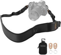 Camera Strap, Camera Strap with Zipper Pouch for Camera Battery and SD Memory Card Storage, Black