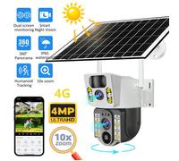 Camera Surveillance 4G-Panneau Solaire,4MP Camera Solaire Exterieur,Alerte Instantanée PIR,Sirène,360° PTZ,Vision Nocturne