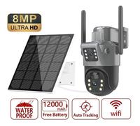 Camera surveillance wifi réseau de surveillance CCTV extérieure double objectif caméra PTZ solaire suivi du corps PIR sécurité 8MP