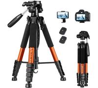 Camera Tripod 182 cm, Ultraportable Aluminium Travel Tripod with Aupport for Mobile Phone Suitable for YouTuber, Vlogger and Video Calling ¿ Orange