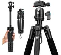 Camera Tripod,Compact Carbon Trepied-Traveler 5CX,Trépied de Voyage léger à 5 Sections,Hauteur de Pliage 32cm,Rotule 360°,Plaque de Fixation Rapide Arca de Suisse,Capacité de Charge 6kg