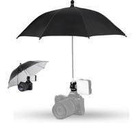 Camera Umbrella with 360 Rotating Ball Head and Side Cold Shoe,Portable Weatherproof Photographic Umbrella,Protect Camcorder from Rain