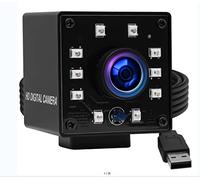 Caméra USB 100 fps Vision nocturne 1/2,7" CMOS OV2710 Webcam Full HD 1080p USB avec caméra Mini webcam infrarouge USB 2.0 avec découpe infrarouge et 10 LED Board, webcam avec objectif 3,6 mm pour