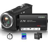 Caméra Vidéo 2,7 K 56 Mp 16X Zoom Numérique Vlogging Camera Avec Lumière De Remplissage Led Pour Youtube,Caméscope À Écran Lcd 2,8"" Avec Carte Sd De 32 Go,2 Piles