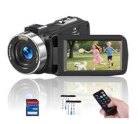 Caméra vidéo 4K 75 MP YouTube Vlogging Carte SD 64 Go et 2 batteries Zoom numérique 18X Webcam 270 degrés Rotation écran Enregistrement pendant le chargement Caméra vidéo pour ordinateur/filmer