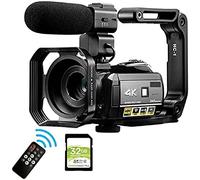 Caméra vidéo 4K avec vision nocturne et WiFi - Caméra de vlogging professionnelle avec zoom numérique et fonctions d'enregistrement HD
