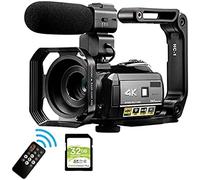 Caméra vidéo 4K avec vision nocturne, Wi-Fi et zoom numérique - Caméra Vlog professionnelle pour enregistrement