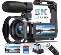 Caméra Vidéo 5K 64Mp Caméscope Wifi 18X Zoom Numérique Vlogging Caméra Pour Youtube,Écran Tactile Ips 3.0"" Ir Vision Nocturne Caméra Vidéo Avec Stabilisateur De Main,Carte Sd 32 Go