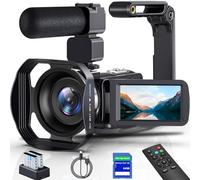 Caméra vidéo 8K 64MP IR Vision nocturne Wifi Webcam Caméscopes | Caméras de vlogging avec zoom numérique 18x pour YouTube avec stabilisateur d'écran tactile 3,0", micro, carte SD 64G