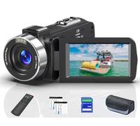 Caméra vidéo 8K 64MP pour YouTube avec écran rabattable de 3", télécommande, carte SD de 32 Go et deux piles