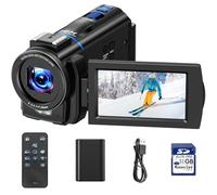 Caméra Vidéo Caméscope 5K Vlogging Youtube Caméra 48MP 16X Zoom numérique IR Vision nocturne 3" 270° Écran tactile Caméra Vidéo avec Batterie, Carte 32 Go, lumière de remplissage, télécommande