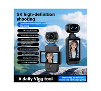 Caméra Vidéo Numérique 5K avec Stabilisation Électronique de L'Image (EIS), Double Objectif, Wi-Fi, Format de Poche, Idéale pour les Vlogs et les
