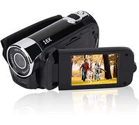 Caméra vidéo numérique Caméscope 720P 16MP Full HD Rotation 270 ° Grand angle Enregistreur de caméra de vlogging Écran IPS 3,0 pouces Caméscopes Zoom 16X batterie au lithium NP5C intégrée(Noir-EU)
