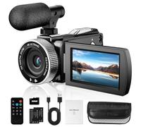 Caméra vidéo numérique Vmotal 4K, appareil photo 48MP / enregistreur vidéo 4K 60FPS, caméscope vidéo débutant pour le vlogging sur YouTube, avec 2 piles/MIC externe/carte SD/télécommande