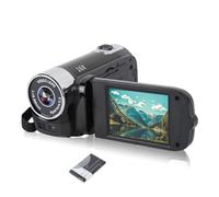 Caméra Vidéo pour Vlogging, Caméscope Full HD 1080p, Zoom Numérique 16MP 16X, écran Rotatif TFT 2,7 Pouces, avec Lumière D'appoint et Port USB, Capturez de Merveilleux Moments (Noir)