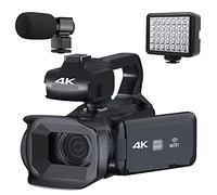 Caméra vidéo, Rotation écran Tactile Vlog caméscope 4K UHD caméra vidéo for la Diffusion en Direct Webcam 64MP Auto Focus appareils Photo numériques(64G SD Card,MIC and Fill Light)