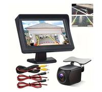 Caméra Vision Arrière Caméra de recul avec écran HD 4,3 Pouces, trajectoire Dynamique, Lignes Guidage stationnement Mobiles, Vision Nocturne et kit Complet Capteur Stationnement