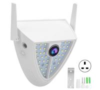 Camera WiFi 1080p, 44 lumieres, moniteur de cour, audio bidirectionnel, vision nocturne couleur, etancheite IP65, prise 100-240 V, prise UK