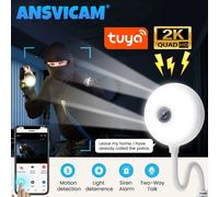 Caméra WiFi Intérieure ANSVICAM 5MP Tuya Mini 2K pour Surveillance Bébé, Caméra de Sécurité Sans Fil USB, Suivi Automatique IA