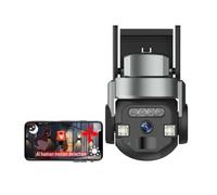 Caméras de sécurité, Caméra 5MP PTZ, Double écran, Application de Stockage en Nuage, Suivi AI, Alarme Automatique, Vision Nocturne Couleur, étanche IP67(5MP Camera 64G)