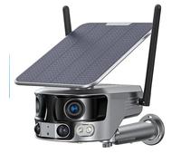 Caméras de sécurité, Caméra de sécurité panoramique solaire 4G, for l'extérieur, 4K, Angle vue Ultra large 180 °, , double objectif, détection PIR, vidéosurveillance à domicile(4K WIFI NO SD Card)